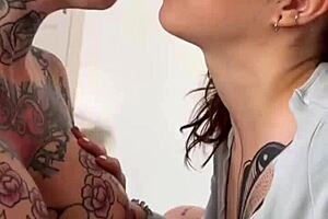 teen blonde and brunette give double blowjob with rimjob. milf joins for pov threesome cum swap.