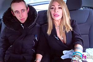 Busty Colombian Vanesa flashes big tits outdoors and rides young 18+ rookie's monster cock in public casting. She bends over for deepthroat and cowgirl creampie in interview.