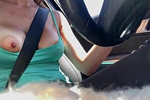 Italian Big Tits Milf Artemisia Love Shows Horny Outdoor Close Up of Natural Tits and Nipples in Car