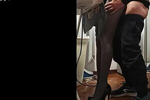 Ever wonder how a milf cums hard while ironing in heels before pantyhose gets soaked?
