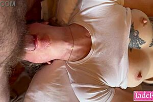 omg this sloppiest deepthroat and gagging experience unfolds with intense gagging and choking. the amateur couple explores rough maledom and submissive ball licking in a passionate roleplay session.