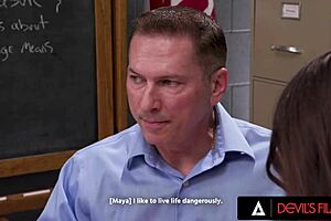 Oh man, Devils Film captures this wild threesome with a hot student and her sexy stepmom banging in the classroom!