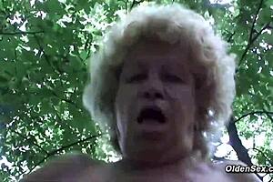 granny, let's have a blind date in the woods, he suggests before pov hairy pussy fucking  