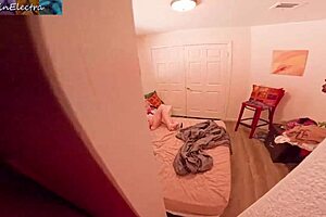 Blonde milf with big tits and curvy ass gets caught peeping by stepson in homemade taboo video.