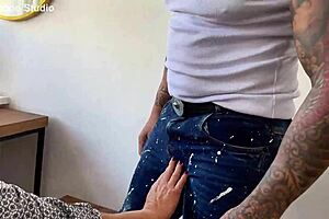 Granny takes huge cock in ass from real estate agent with deepthroat and creampie.