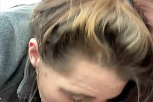 Watch this hooker suck every drop of cum from customer's dick after deepthroat blowjob!