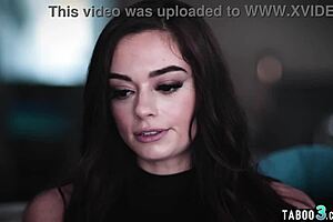 Hot milf secretly films her husband roughly anal fucking petite assistant Sophia Burns with deepthroat action.