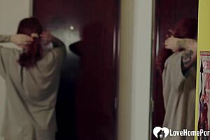 Oh man, this hot step mom with red hair is getting pounded hard in her wet pussy.