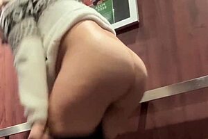 Whoa, this cute wife is getting pounded in the hotel elevator hoping to get caught! 😏