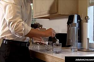 Perverted penis binds blonde milf Julia Ann and brunette Jessica Jaymes in his garage for domination and bondage fucking with blowjob and pussy licking.