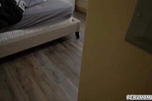 The stepson blindfolds his stepmom. He face fucks her with his young 18+ cock in the rich mother-in-law's house.