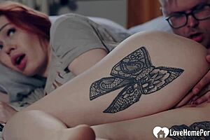 Oh man, this hot step mom with red hair is getting pounded hard in her wet pussy.