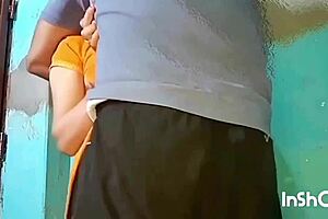 Newly married Indian couple shares intense kissing and blowjob in hot romantic scene with husband.