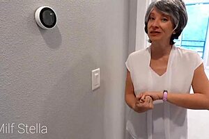 stepson-in-law caught peeping up my short skirt with heels and shaved pussy for footjob in miniskirt