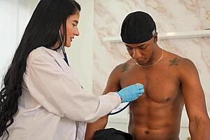 interracial-i help patient with testicular pain sucking big black cock riding it moaning