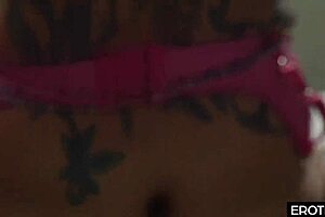 horny white woman experiences intense encounter with a large dark figure in amateur scene