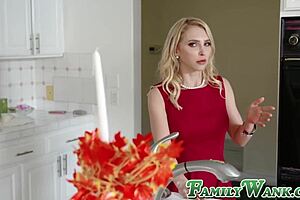 Classy Milf Alix Lynx Rides Stepson's Dick Reverse Cowgirl in 4some with Blowjob and Deepthroat Cum in Mouth