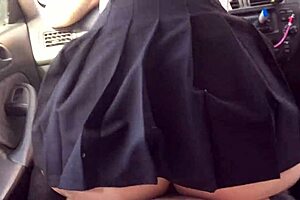 Stepbrother Fucks Stepsister in Car While Standing in Open Field with Natural Tits