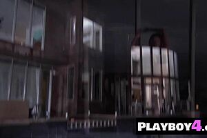 sexy milf with huge boobs poses in hot lingerie to show her curved body