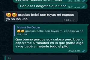 Amateur Latina milf from Colombia or Mexico gives blowjob to friend's boss Oscar while showing off mature homemade ass.