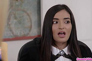 that bratty teen 18+ gets licked by her milf dean in the office