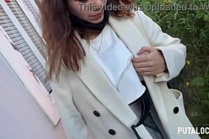 Hot latina Marina Gold gets caught on the street and sucks small cock in public interracial blowjob with outdoor riding and wet pussy missionary.