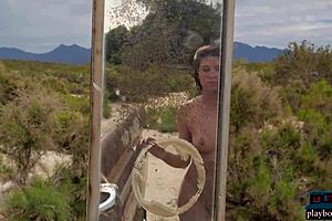 petite portugese milf carmen nikole strips sensually outdoors, clothes ripping off her small tits 😏