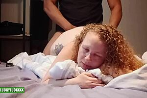 So this lucky gurl Kween Bunny B, a sexy submissive BBW MILF, gets pounded doggystyle by big black cock.