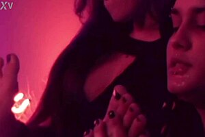 these girls get wild with sex and foot fetish in the bathroom using toys and domination... 😈👣