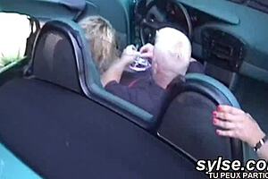 Oh man, these 2 nasty French lesbians got caught by firemen in outdoor public car action! 😱🚒