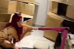 Why Does This Huge Dildo Sex Machine Pound Deep Throat on Teen 18+ Cat Girl? Hardcore Fetish Blowjob with Monster Toy Sucking!