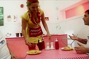 omg, these milf waitresses diana gold and eva mercedes dive into ffmm foodie foursome with stockings, riding, and cunilingus!! 😍