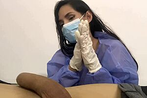 hey my patient got so hard i couldn't resist giving blowjob handjob deepthroat gagging as latina nurse in hospital roleplay with big cock pov