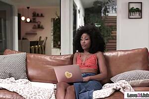 busty milf stepmom lets ebony stepdaughter lick shaved pussy with kissing and muff diving in taboo old and young action