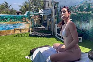 I feel so aroused watching Italian horny milf Artemisia Love reveal her perfect body outdoors on a solo vacation