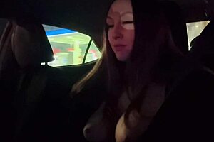 Wow, is this Italian long hair big tits milf Artemisia Love flashing her juicy boobs during that sexy solo car ride?