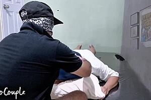 I recorded real desi massage therapist with hijab girl in panties getting fucked hard until she screams