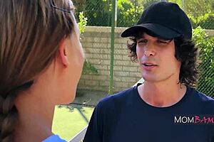 tennis stepmom engages in fitness routine outdoors