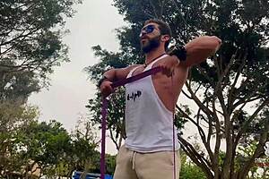 hey colombiana milf with big tits doing yoga on bed?