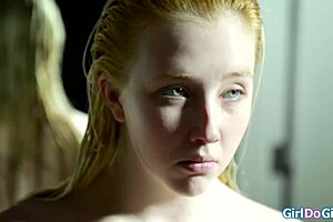 the blonde boss lady dominates the young brunette teen now. she makes her lick pussy in face sitting lezdom style.