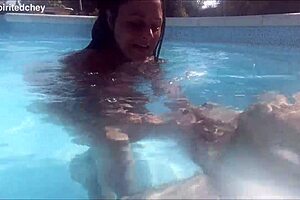 Blonde And Brunette Milfs Dive Into A Steamy Holiday Threesome In The Pool With Big Cock Action?