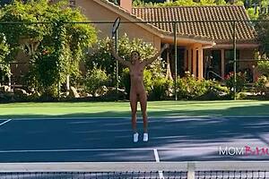 tennis stepmom engages in fitness routine outdoors