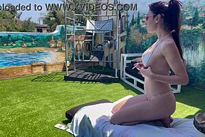 I feel so aroused watching Italian horny milf Artemisia Love reveal her perfect body outdoors on a solo vacation