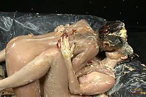 busty hottie and brunette friend explored kinky fun on sofa