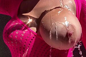 Italian big tits milf Artemisia Love says, look at my juicy tits during this outdoor water play session