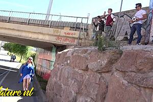 Spanish mature Musa Libertina enjoys doggystyle sex and licking in 4some with three guys