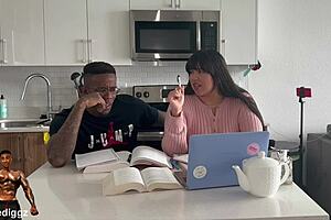 latina bbw takes that big black cock deep in wet pussy for being such a helpful study buddy