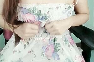 Thai girl explores solo time with camera on, enjoying personal moments in a fun, teasing way.