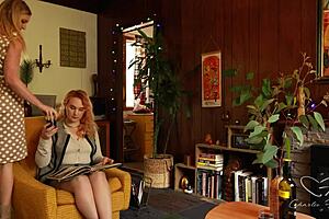 Charlie Forde bends over in doggystyle for pretty pornstar's wet pussy licking and squirting orgasm outdoors. Cute babes kiss and muff dive into cunilingus frenzy.