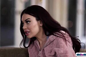 Watch Redhead Help BFF Lure Big Tit Stepmom Into Taboo Oral Licking!